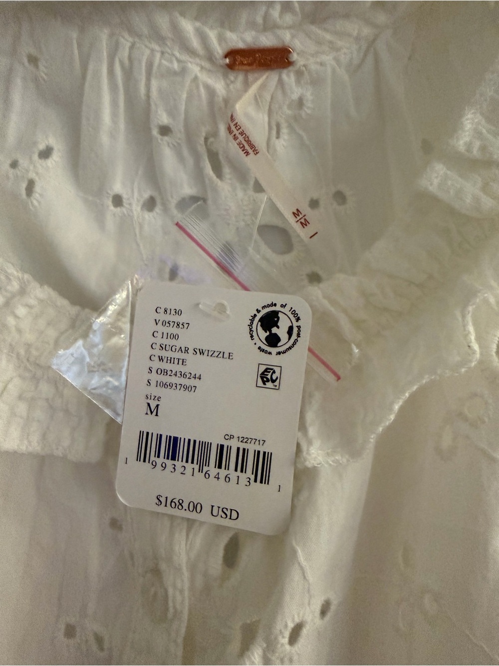 Free People white Eyelet Crop Top - Picture 6 of 7